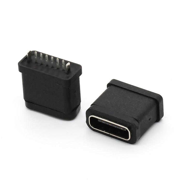 IPX7 Waterproof  USB Type C 6Pin Female Socket Connector