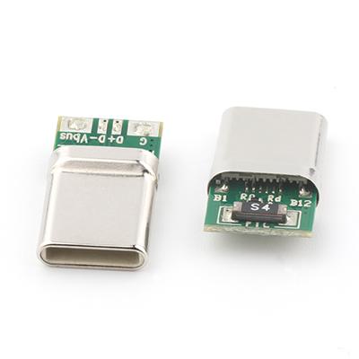 L=11.7MM 12P USB Type C Male Plug Connector with PCB Board