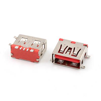 LCP Red Vertical 5Pin USB 2.0 Type A Female Connector