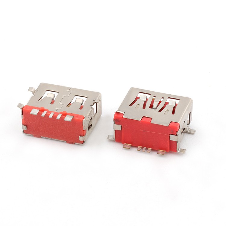 LCP Red Vertical 5Pin USB 2.0 Type A Female Connector