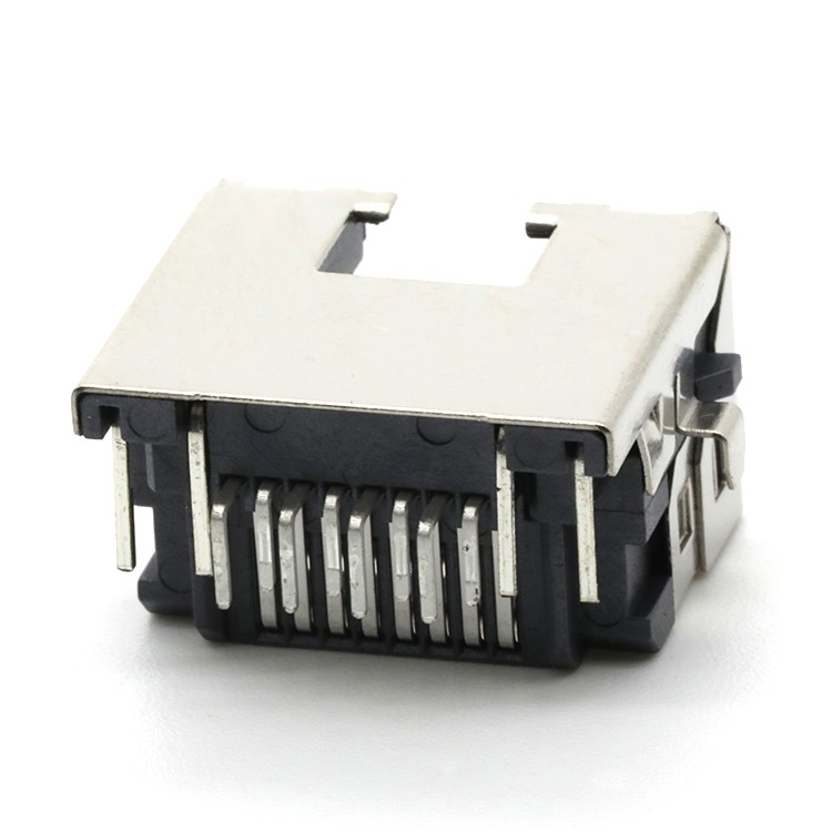 Led Light RJ45 8 Pin Female Connector Ethernet Modular Jack Mid Mount 4.3MM Dip Type 