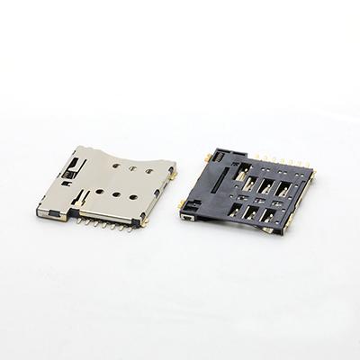 Micro SIM Card Connector 7P 1.35H with CDPin Push Push SIM Card Connector