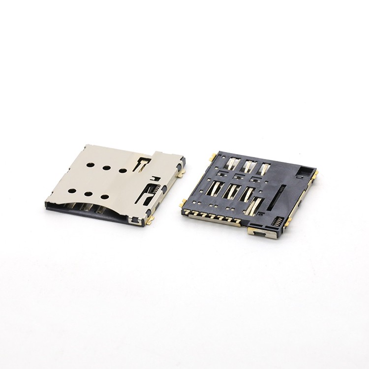 Micro SIM Card Connector 7P 1.35H with CDPin Push Push SIM Card Connector