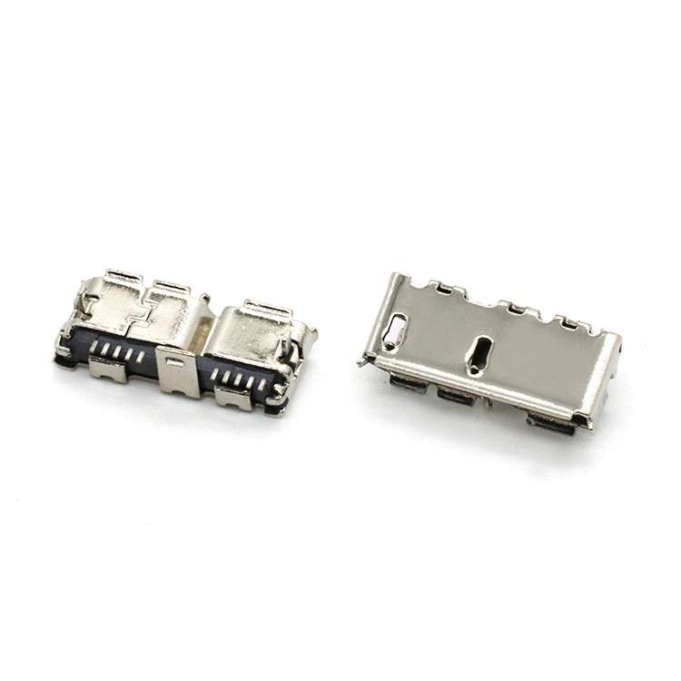 Micro USB 3.0 B 10Pin Female Dual Receptacles SMT Type Connector for PCB