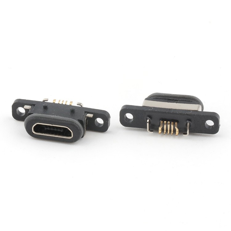 Micro USB Connector IP68 Waterproof Micro USB 2.0 5Pin B Female Connector with Screw