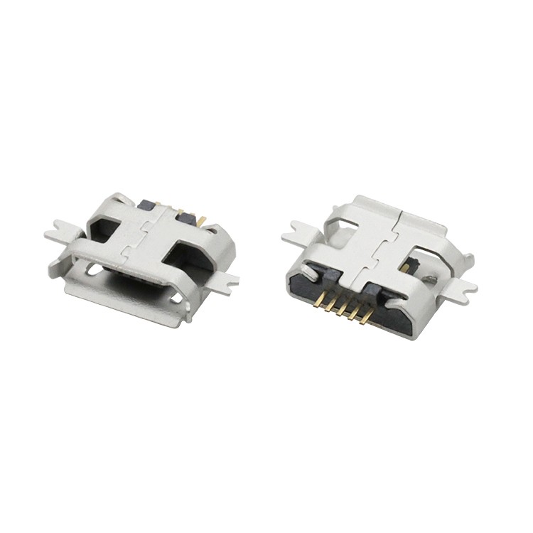 Mid Mount 1.0mm 5Pin Micro USB 2.0 B Type Female Charging Socket Connector