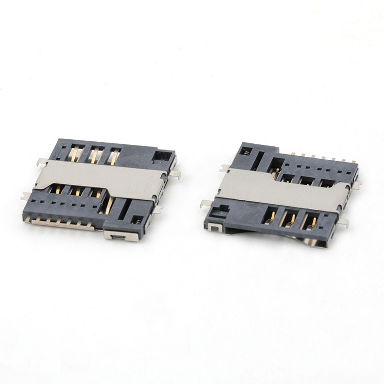 Mid Mount 1.1MM Micro SIM Card Connector Push Push Type with CD Pin SIM Card Connector