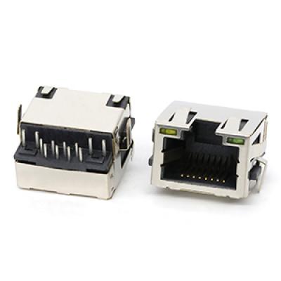 Mid Mount 3.0MM RJ45 8P8C Female  Ethernet Connector Dip Type with Light