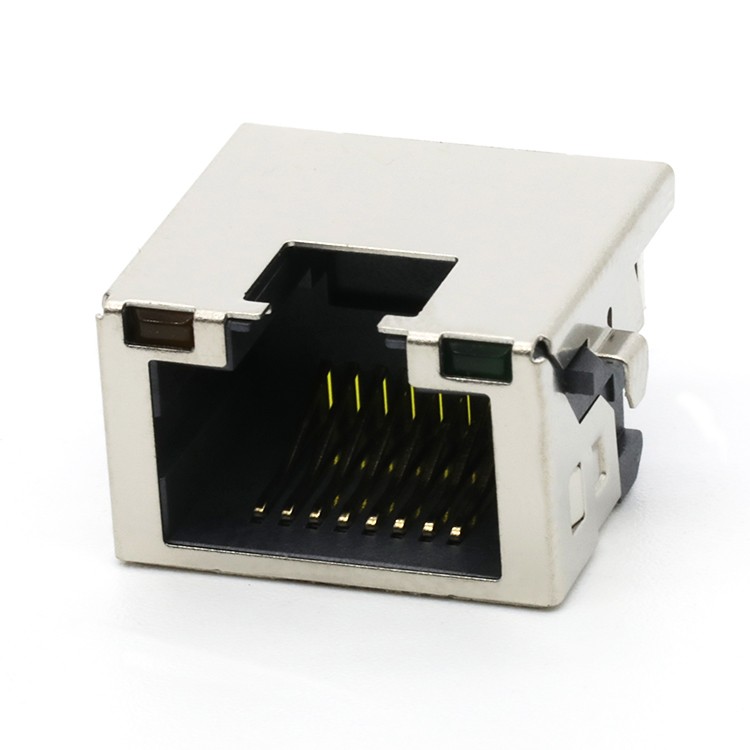 Mid Mount 3.0mm RJ45 8P8C Female Socket Ethernet Connector with Led Light