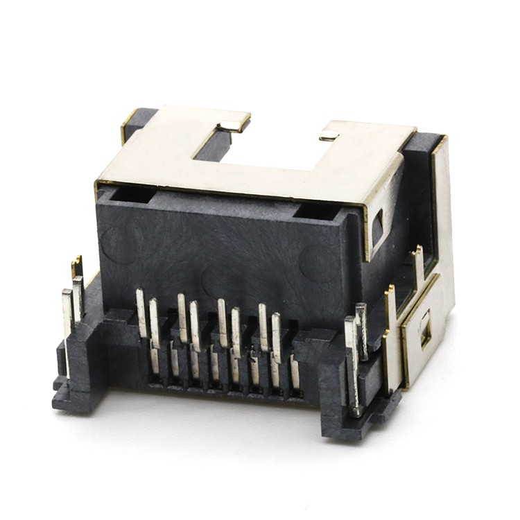 Mid Mount 4.1MM RJ45 8P8C Female Dip Connector Reverse Type,9.9H,with Led Light