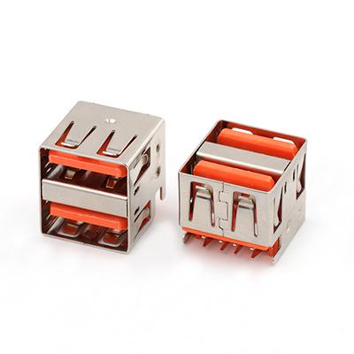 Mid Mount Dual Row USB 2.0 A Type 4Pin Female Connector