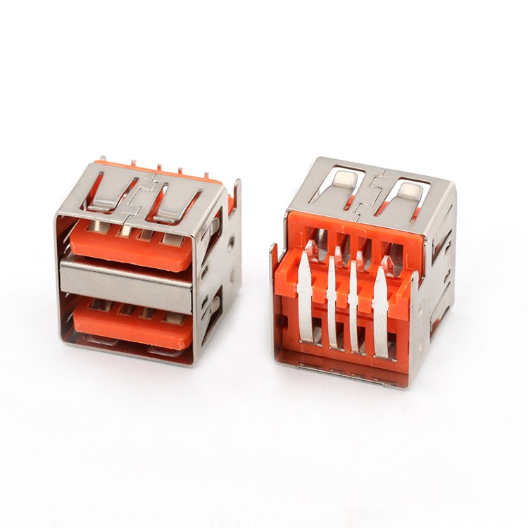 Mid Mount Dual Row USB 2.0 A Type 4Pin Female Connector