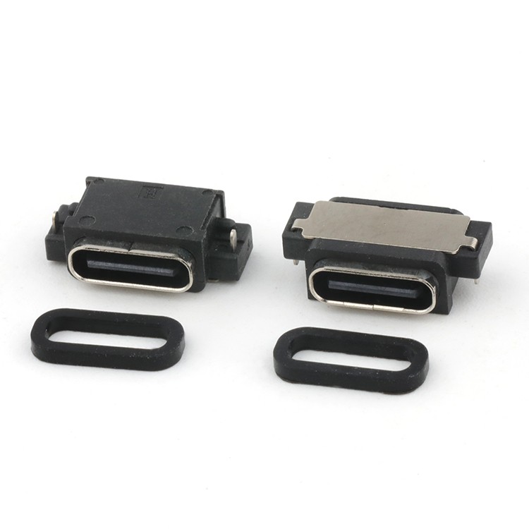 Mid Mount IP68 Rated Waterproof USB Type C 2Pin Female Connector