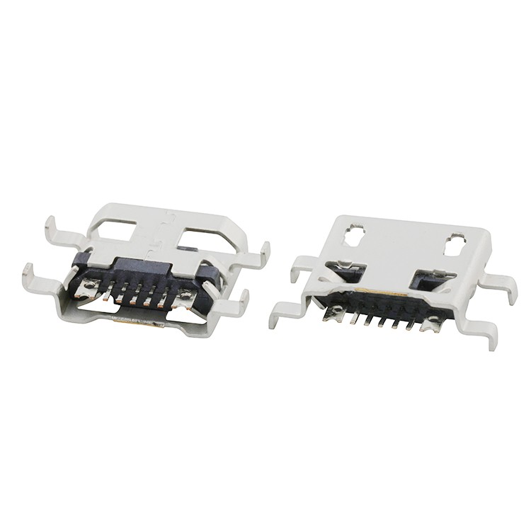 Mid Mount SMT B Type Micro USB 5Pin Female Charging Port Connector