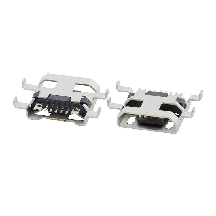 Mid Mount SMT B Type Micro USB 5Pin Female Charging Port Connector