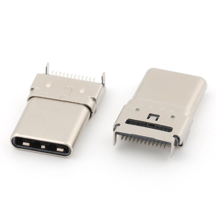 Mid Mount USB 3.1 Type C Male Plug Vertical Cnnector 24Pin