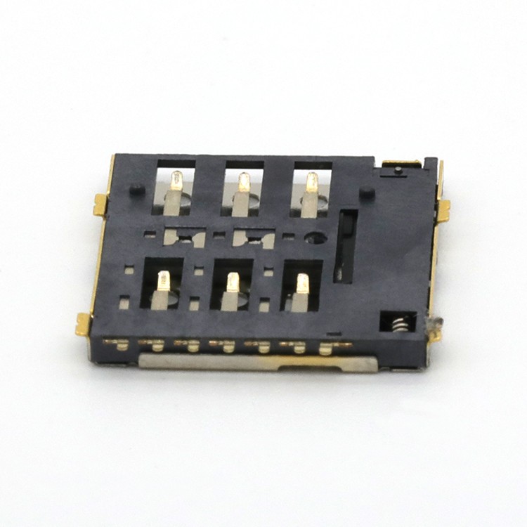 Nano SIM Card Connector 7Pin 1.37H with CD Pin Push Push Type Nano SIM Card Connector