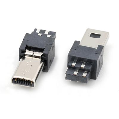 Nickel Plating 8P Mini USB Type B Male Plug Soldering Connector