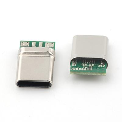 Nickel Plating Shell 10.7L 16P USB Type Male PCB Connector without EMI