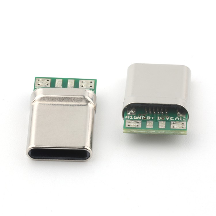 Nickel Plating Shell 10.7L 16P USB Type Male PCB Connector without EMI