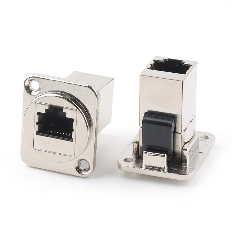 Panel Mount Dual Port RJ45 CAT.5E Ethernet Connector RJ45 Keystone Adapter