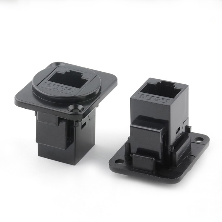 RJ45 8P8C Cat.6A Connector Dual Port Ethernet RJ45 Female Panel Mount Connector