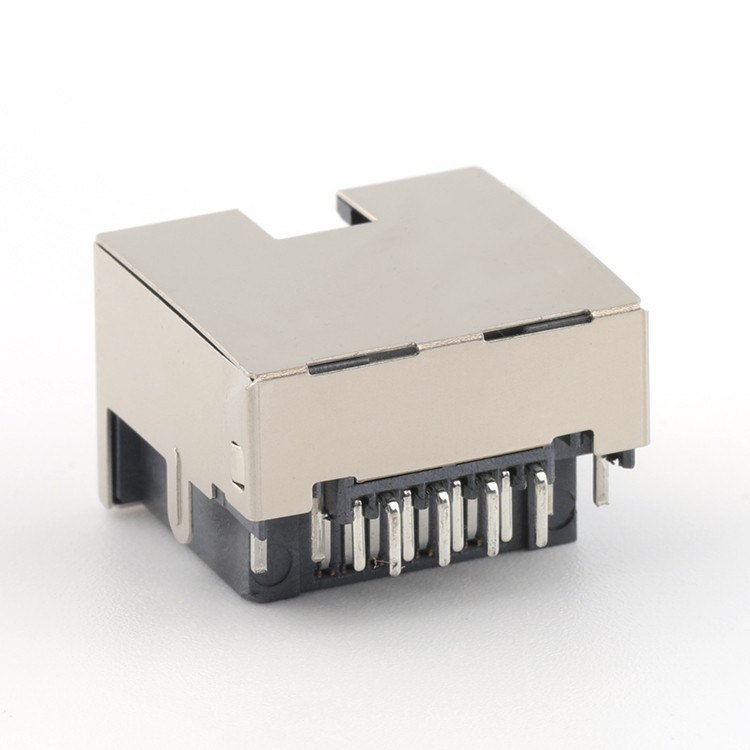 RJ45 Female Connector Mid Mount 4.1MM 8Pin RJ45 Ethernet Connector with LEDs