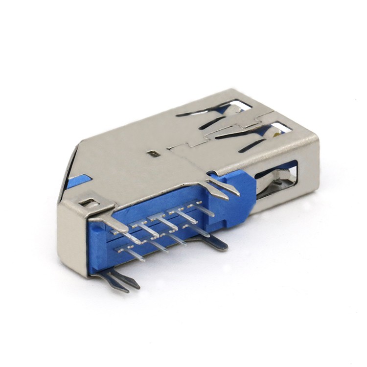 Reverse Type USB 3.0 AF Side Entry Connector 90D with Flangeless