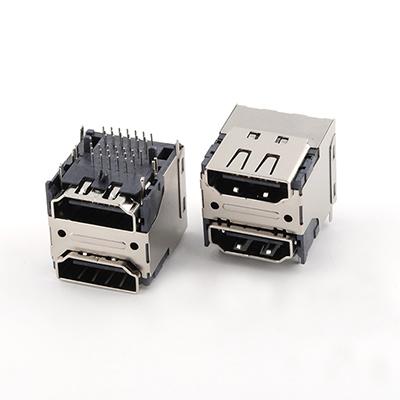 Right Angle Dip Type Dual High Definition Multimedia Interface Female Connector