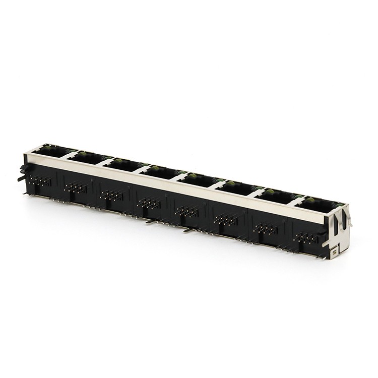 Right Angle Dip Type RJ45 1X8 Port 8P8C Female Connector