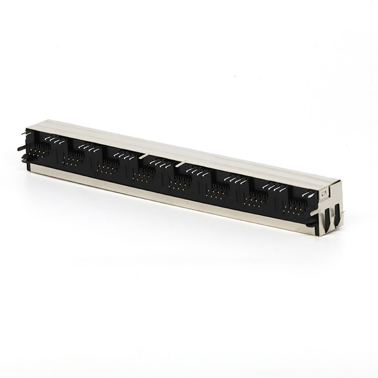 Right Angle Dip Type RJ45 1X8 Port 8P8C Female Connector