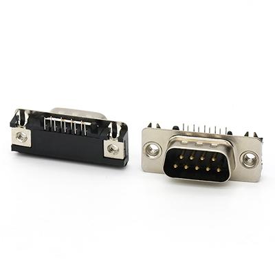 Right  Angle Mid Mount D-Sub Male Connector DB9 Male Slim Connector 