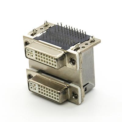 Right Angle PCB Mount Dual DVI 29Pin(24+5) Female Connector