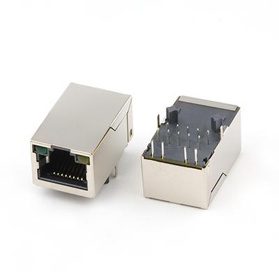 Right Angle RJ45 Female Connector Dip Tab Up RJ45 Connector with Leds