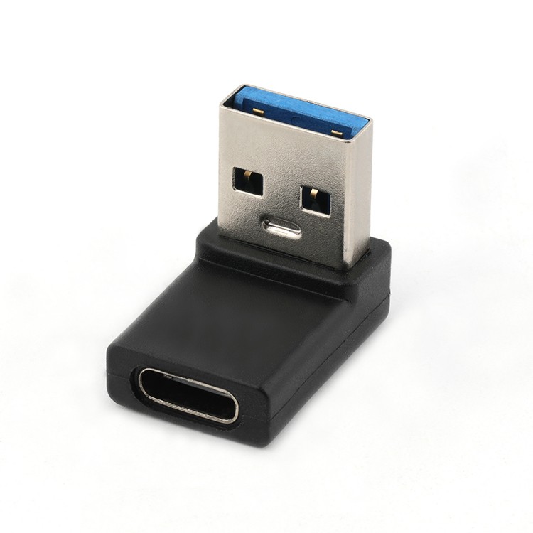 Right Angle USB 3.0 Type A Male  To USB Type C Female Recurved