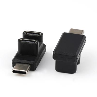 Right Angle USB 3.1 C Male To Dual USB 3.1 C Female OTG Adapter