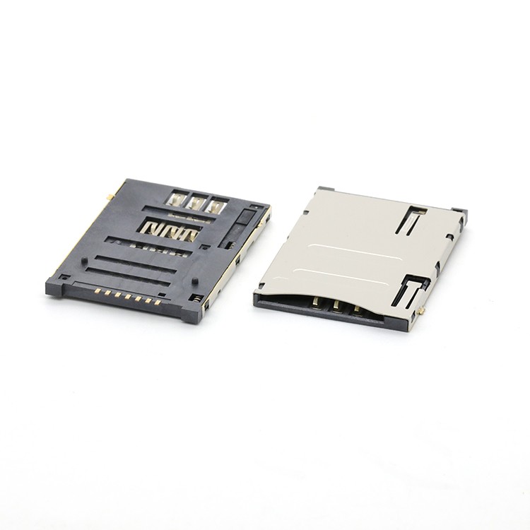SIM Card Connector 1.8H 6+1Pin with Lock Pin SIM Push Push Card Connector