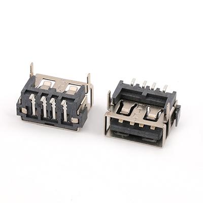 Short Body USB A Socket Connector SMT 4P USB 2.0 Type A Female Connector