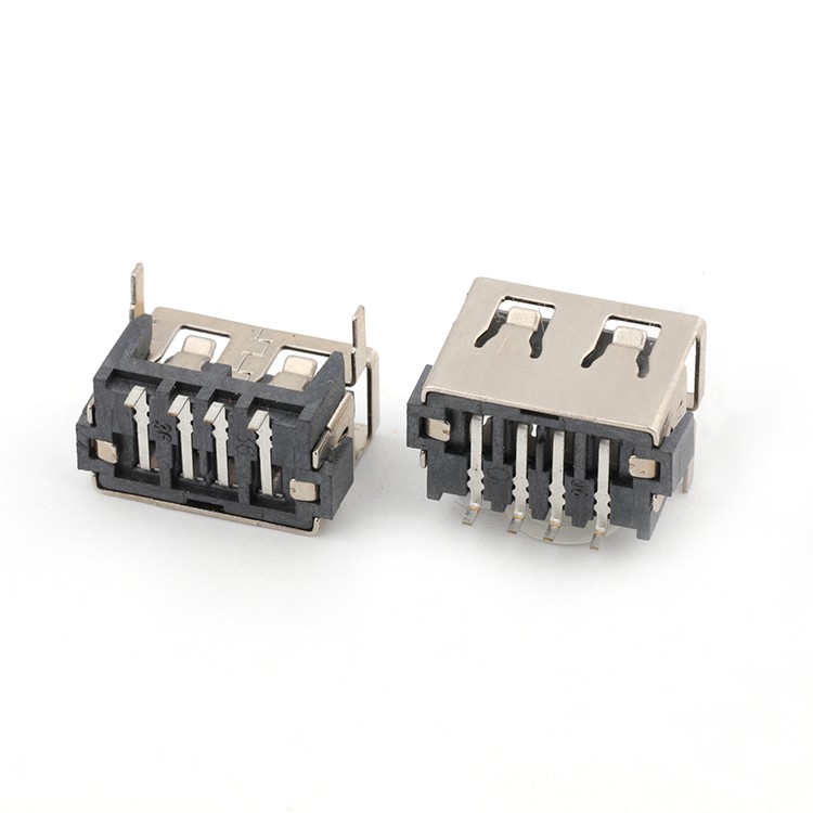 Short Body USB A Socket Connector SMT 4P USB 2.0 Type A Female Connector