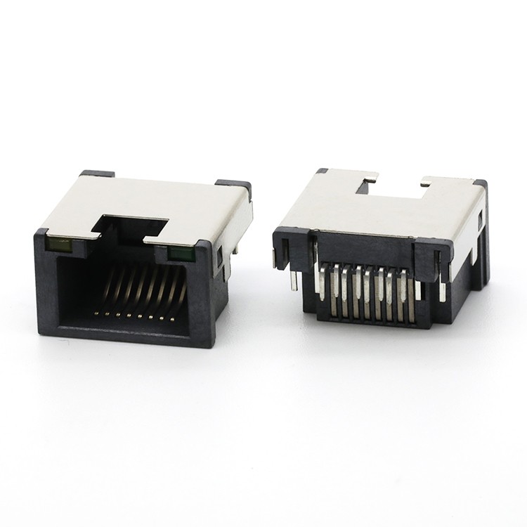 Single Port Connector RJ45 8P8C Female Dip Connector Mid Mount 4.3MM 9.9H,with Led Light