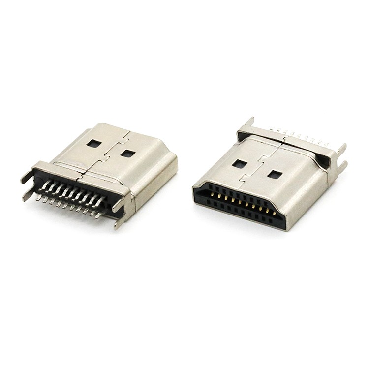 Splint 1.6mm HDMI 19P Male Connector SPCC Shell with Nickel Plated