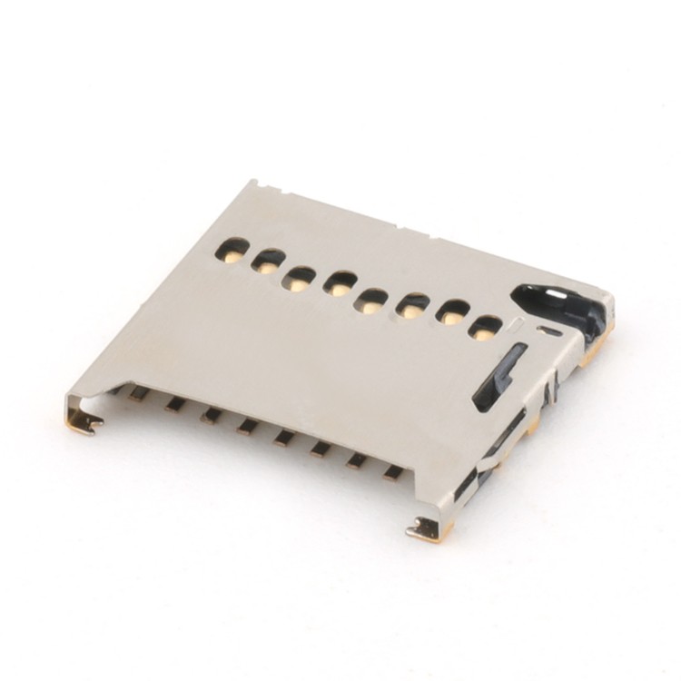 Stainless Steel Shell T-Flash Card 9Pin 1.3H TF Card Connector 