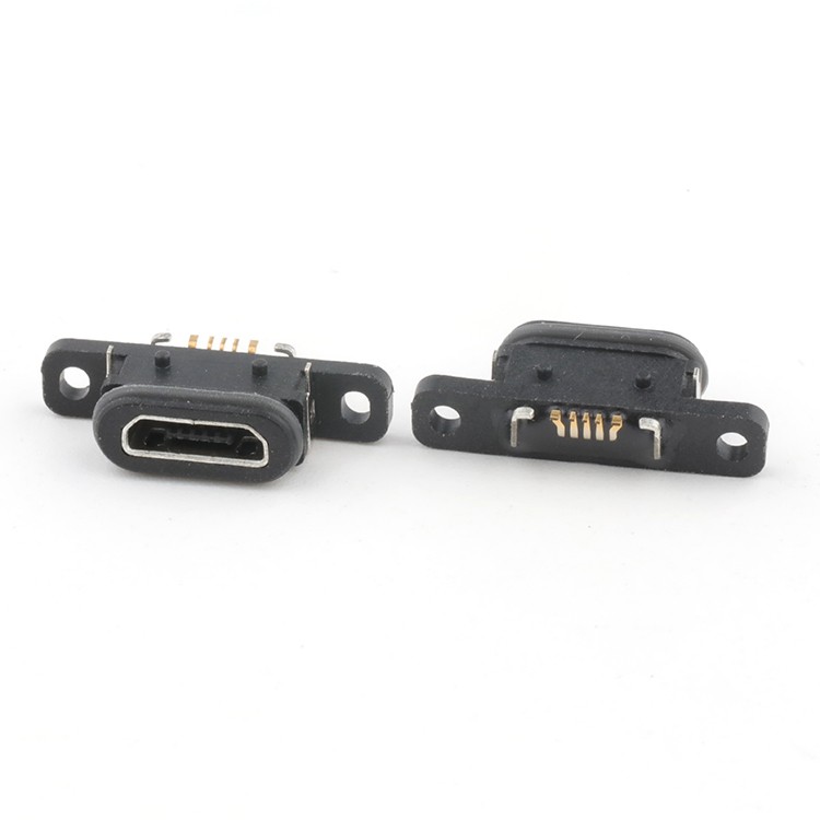 Surface Mount IP68 Waterproof Micro USB 2.0 5Pin B Type Female Connector