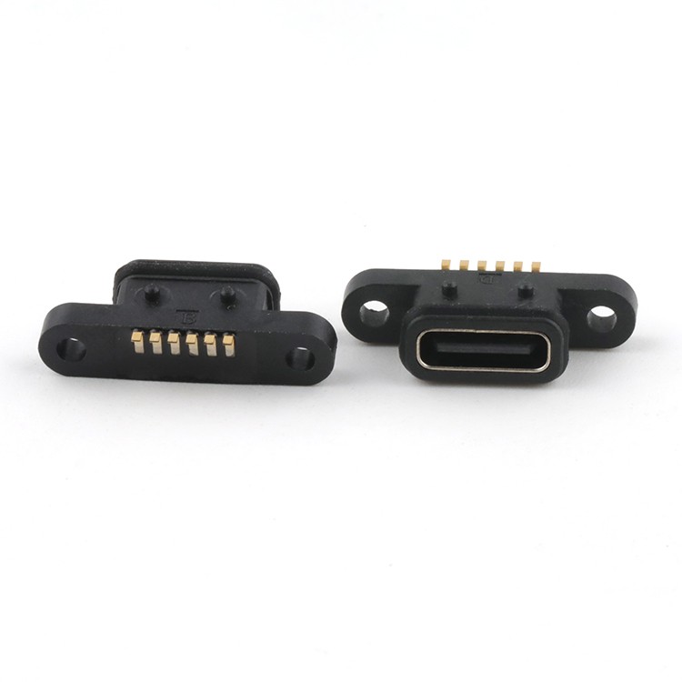 Surface Mount IP68 Waterproof USB C Type Female 6 Position Connector