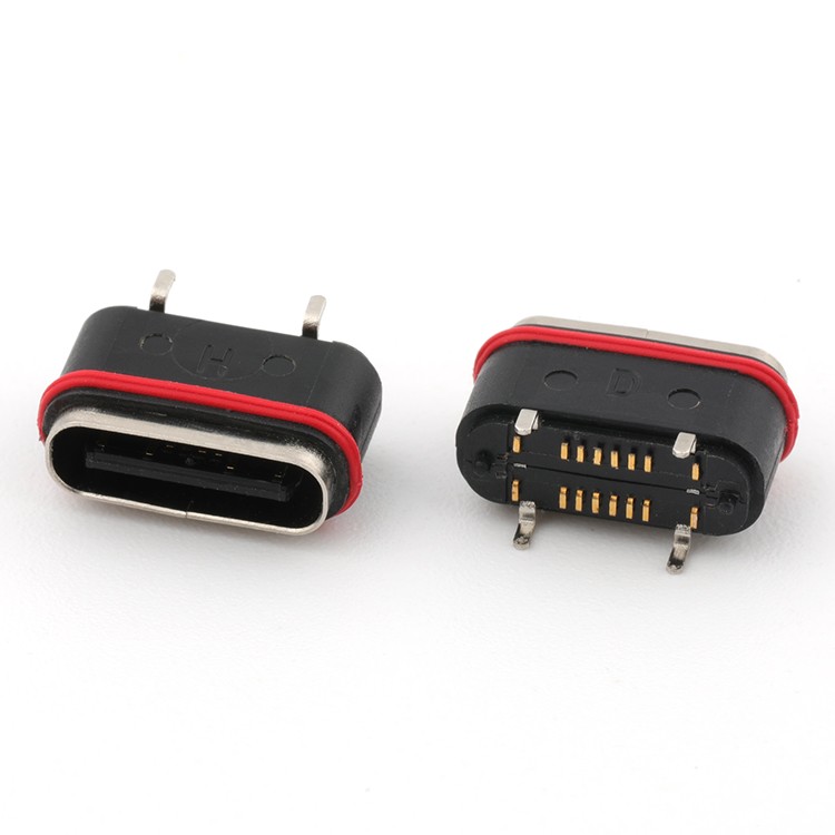 Surface Mount Waterproof 16Pin USB Type C Female Connector Based on IP67, H=5.90mm