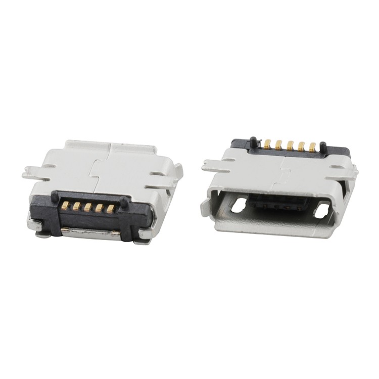 Surface Mount with Locking Pins 5P Micro USB 2.0 B Type Female Socket Connector