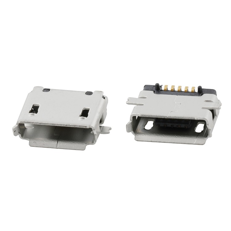 Surface Mount with Locking Pins 5P Micro USB 2.0 B Type Female Socket Connector