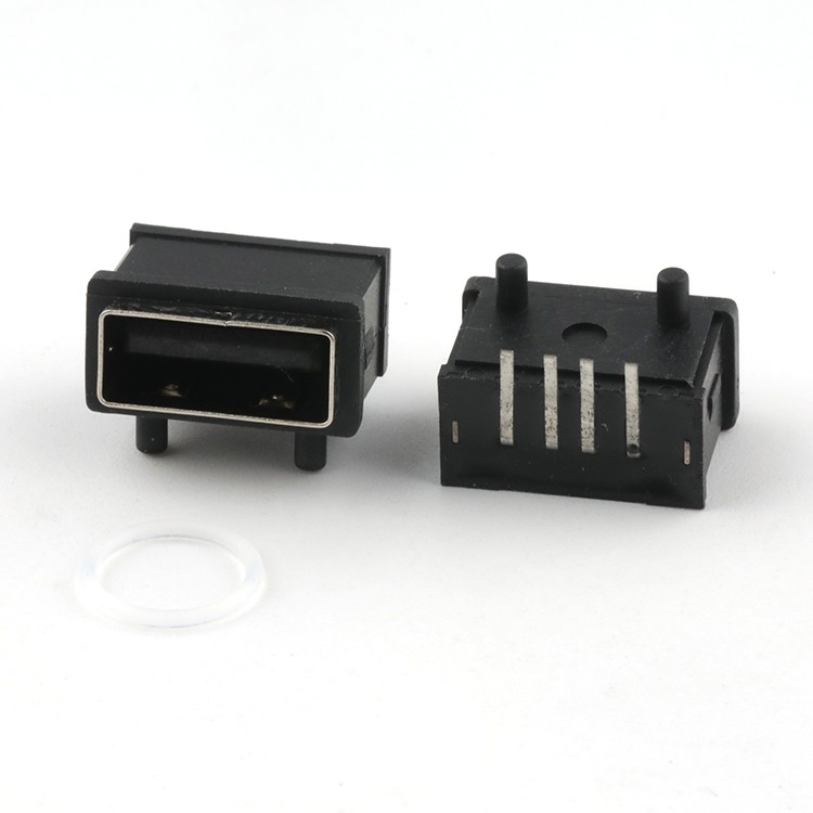 Top Mount IP68 Rated Waterproof USB 2.0 A Type 4Pin Female Connector