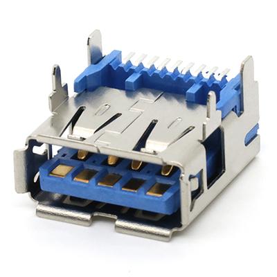 Top Mount USB 3.0 A Female SMT Type Connector 9P