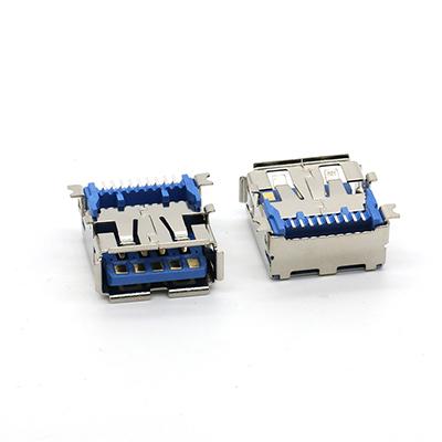 Top Mount USB 3.0 A Type Female SMT Connector with Flange,Short Body